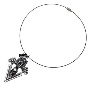 Tiger Skull Pendant On a Wire Choker Necklace